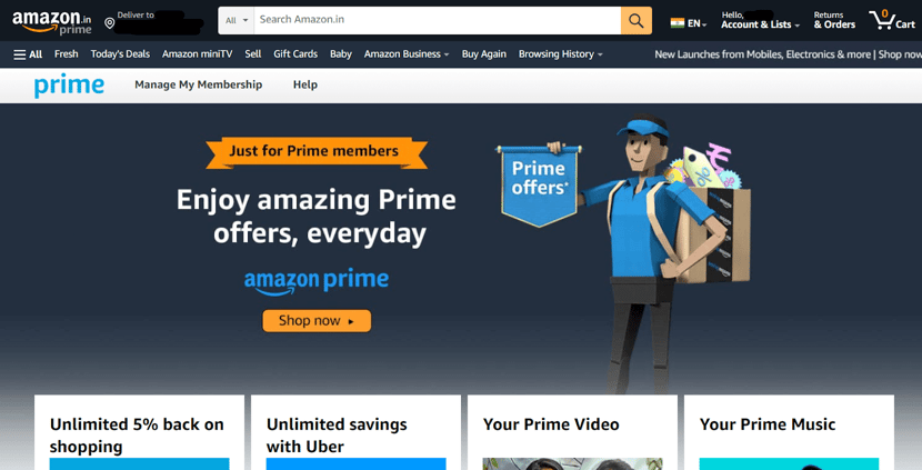 Amazon Prime customer loyalty program.