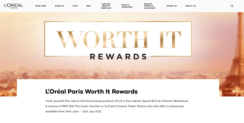 L'Oreal Worth It Rewards customer loyalty program.