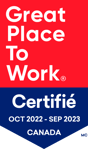 Great Place to Work Certifié pour 2022 Octobre jusqu'à 2023 Septembre.