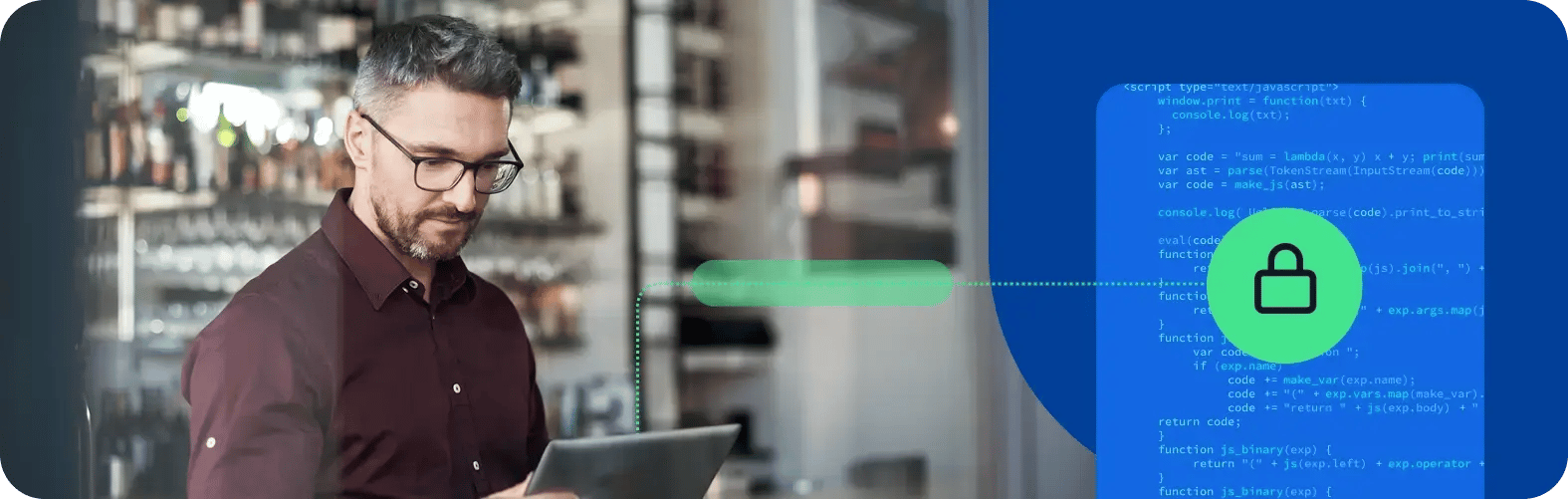Business owner tracking payment securely through an online platform on a tablet