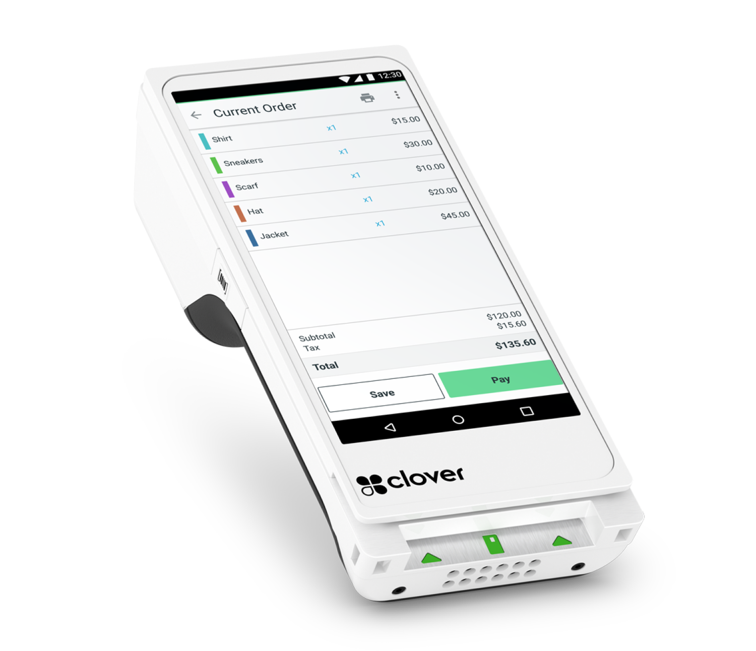 Merchant view product shot of the Clover Flex Smart Terminal