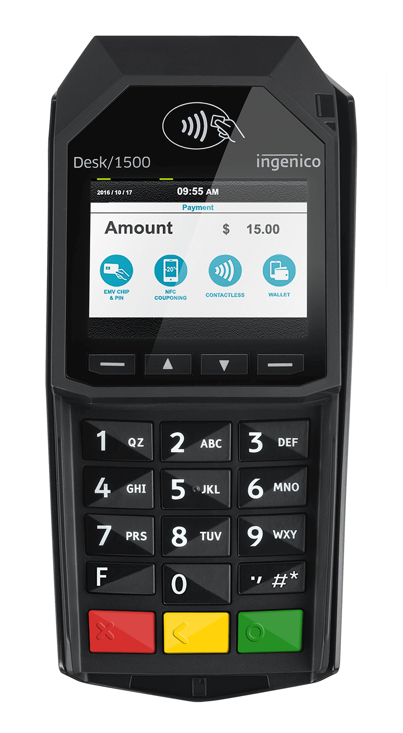 Front view product shot of the Desk/1500 Pin Pad Terminal