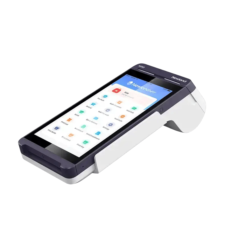Left low view product shot of the Newland N950 Smart Terminal
