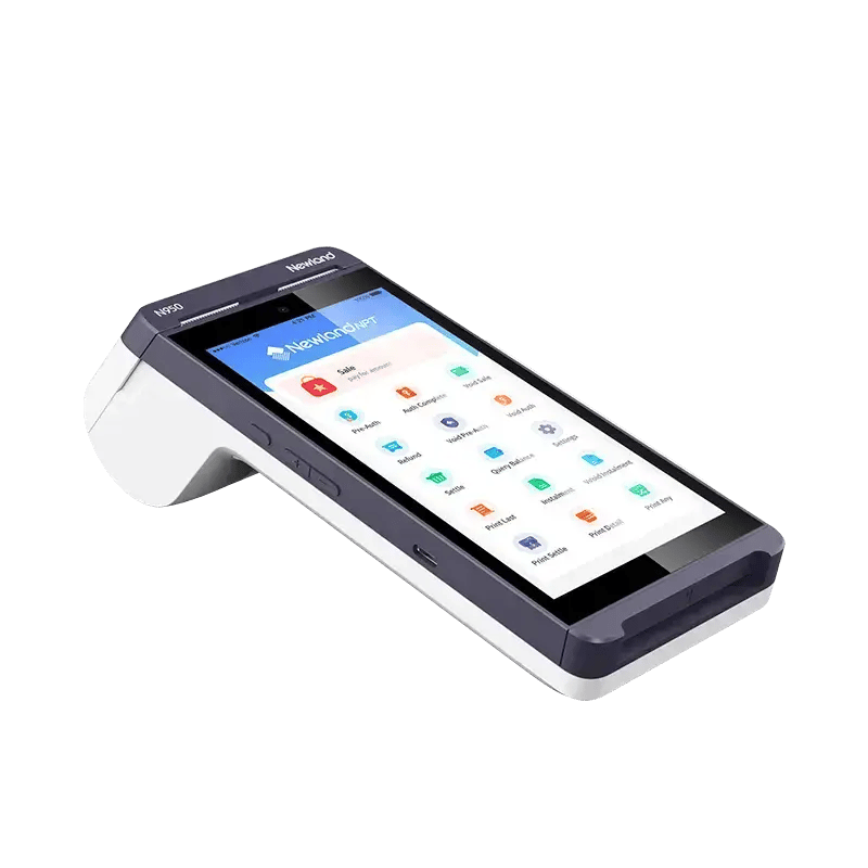 Right low view product shot of the Newland N950 Smart Terminal
