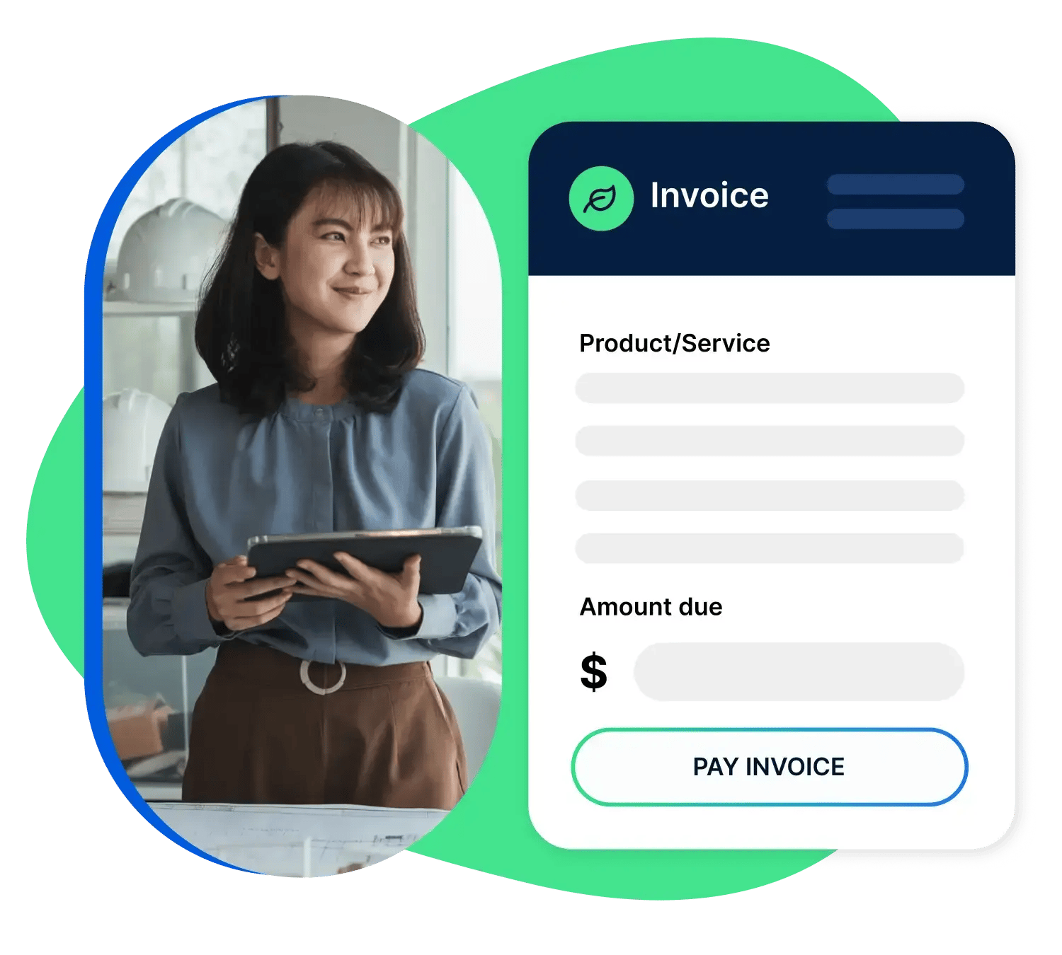 Woman reviewing her invoice on a tablet using online invoicing software
