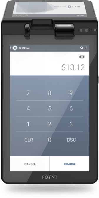 Top view product shot of the Poynt C Smart Terminal