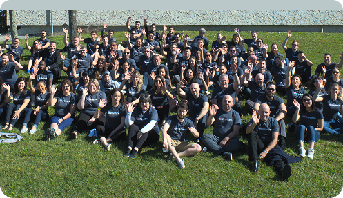 Happy Paystone team enjoying a group trip together