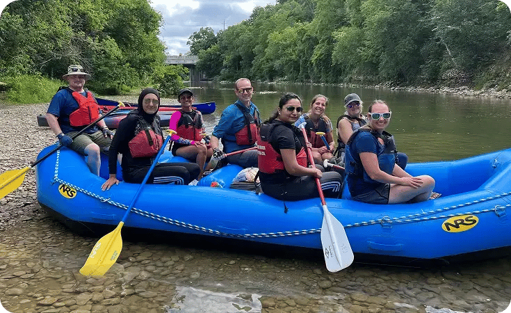 Paystone employees on a employee getaway on their Paystone careers