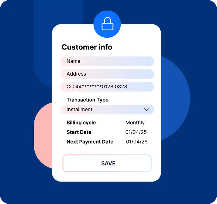 Snapshot of customer payment information