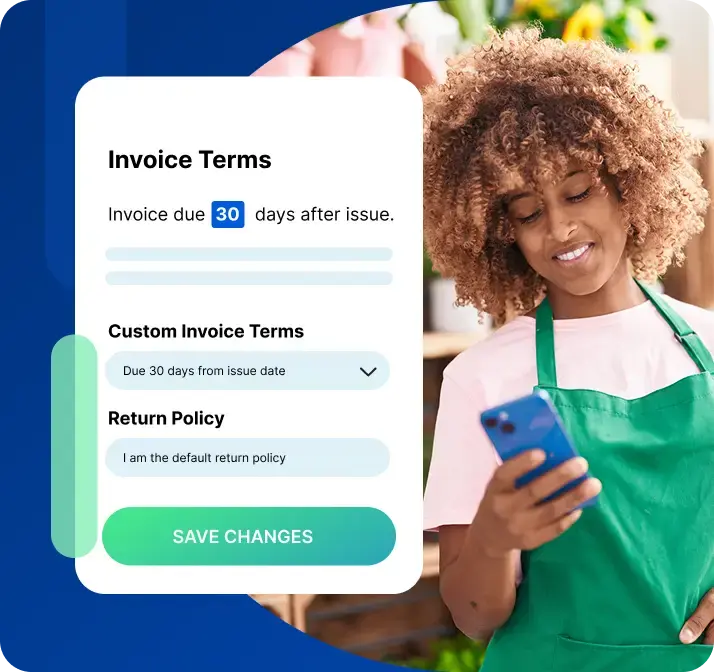 Barista woman setting up flexible payment options