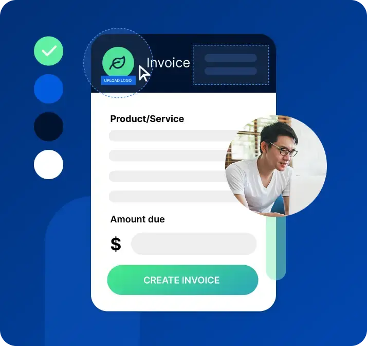 Man customizing his invoice using online invoicing software