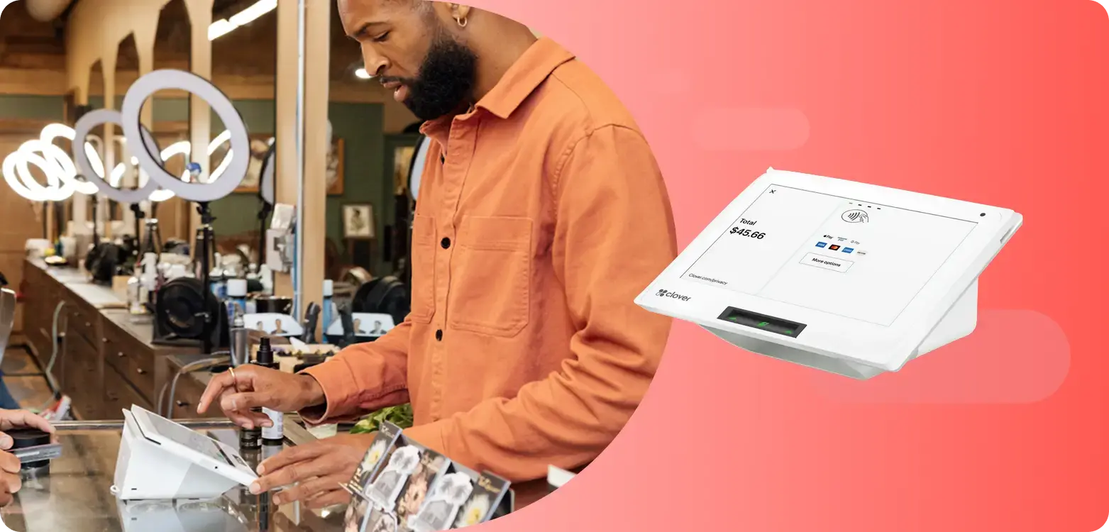 Restaurant owner using POS system