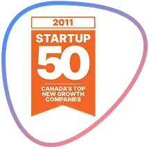 Badge for Paystone ranking as top 50 startups in Canada
