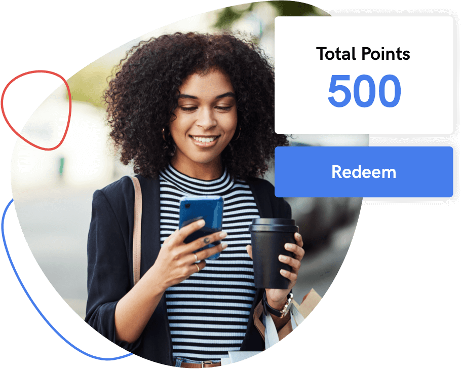 Femme échanger des points de fidélité sur son smartphone