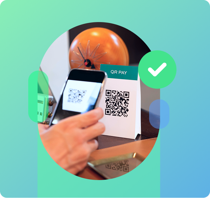 Customer scanning QR code from mobile phone