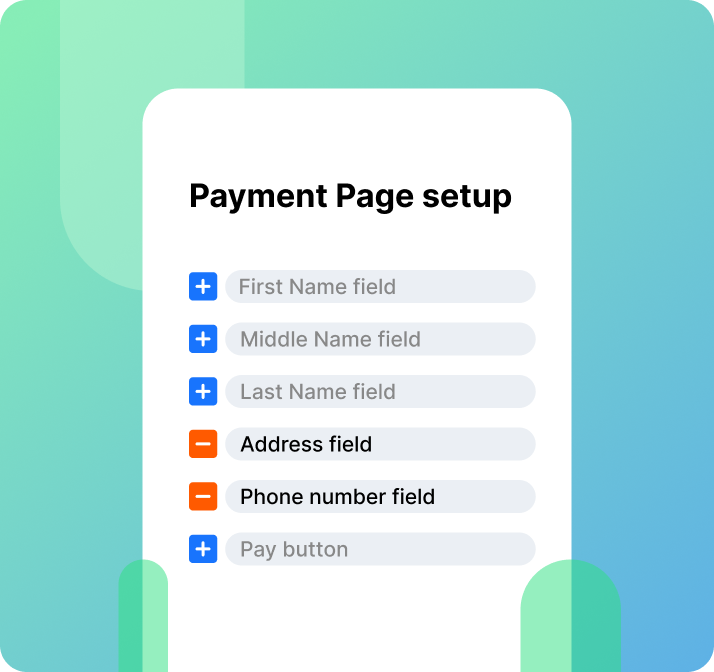 Payment page platform showing page setup