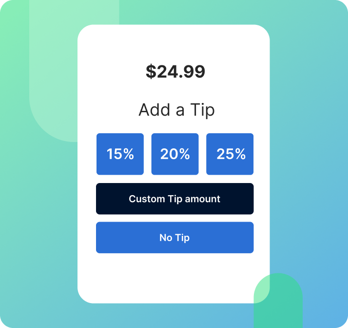 Image showing payment page portal is customizable to add desired amount of tips