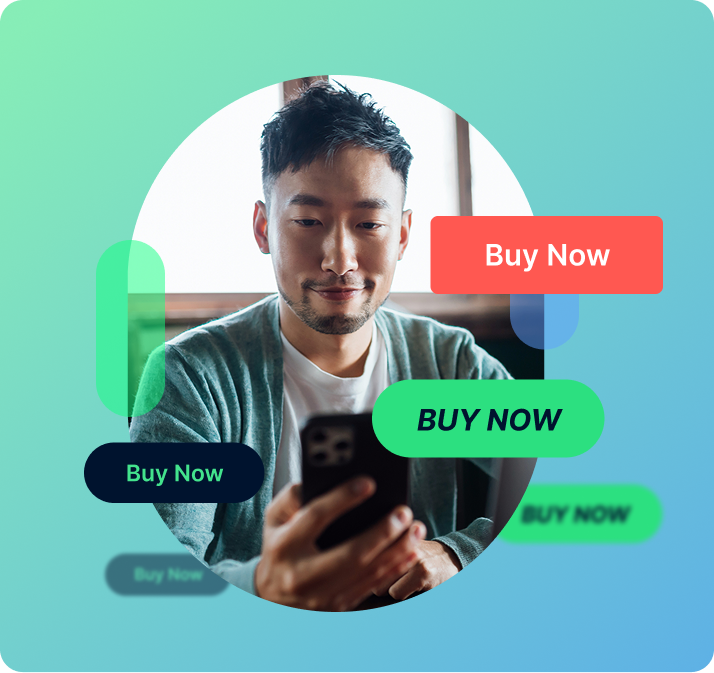 Man setting up payment page rules on his mobile phone