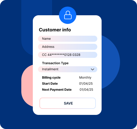 Snapshot of customer payment information