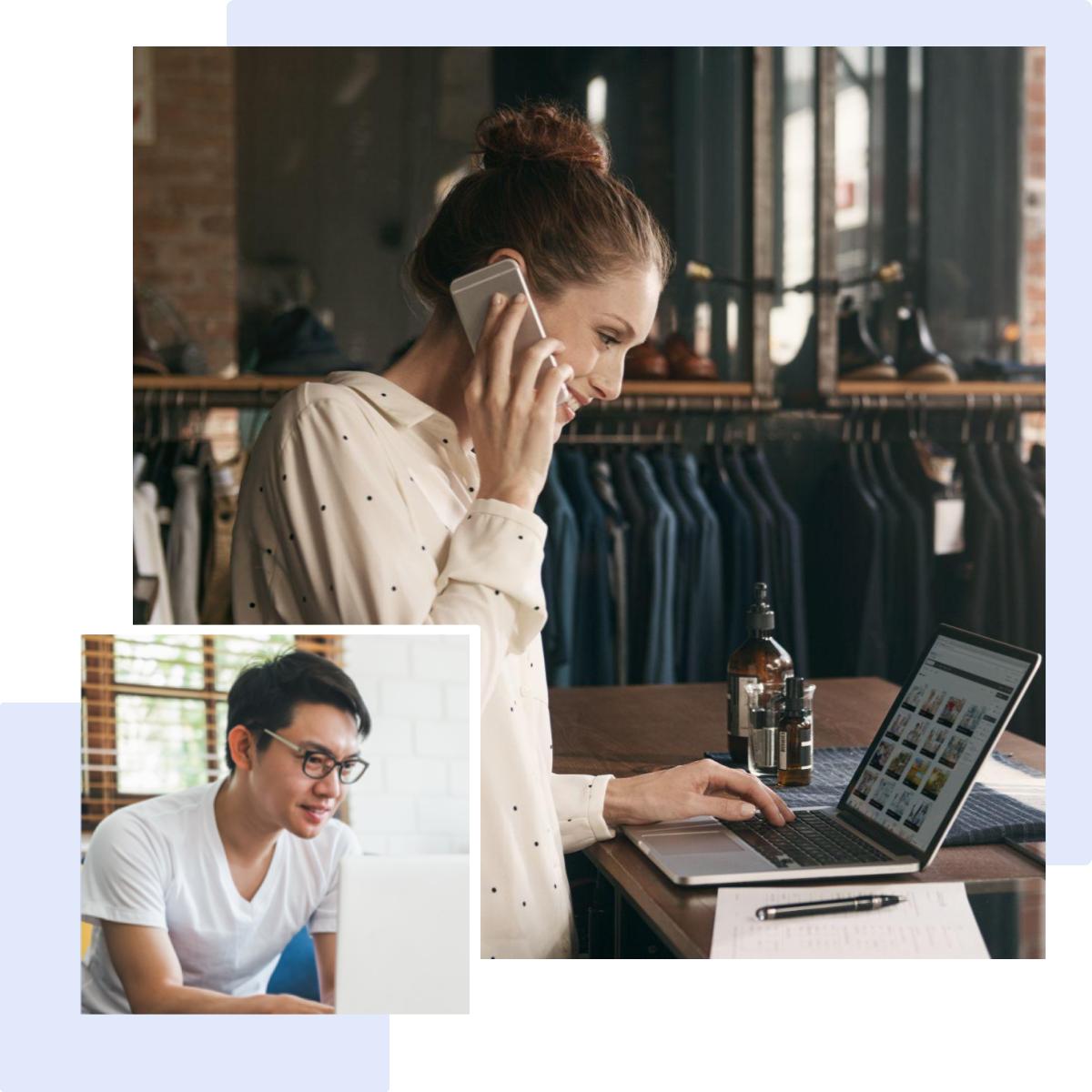 Female business owner accepting credit card payment over the phone on her virtual terminal